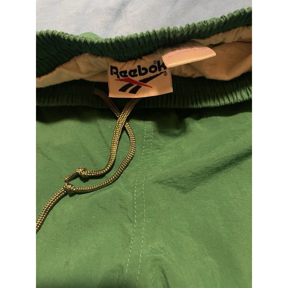 Vtg 90s REEBOK Vector Tracksuit Set XL Green White Windbreaker Jacket Pants